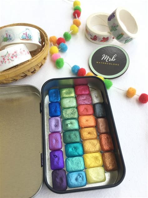 Watercolor Paints Set Handmade Mica Metallic Watercolors Etsy