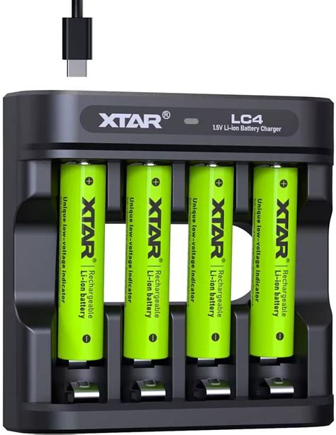 XTAR 4 Pack AA AAA Lithium Rechargeable Batteries With LC4 USB Charger