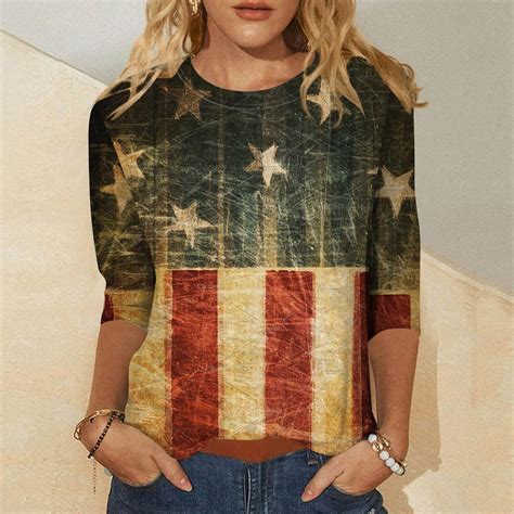 Chmora Patriotic T Shirts For Women American Flag Shirt Women Th Of