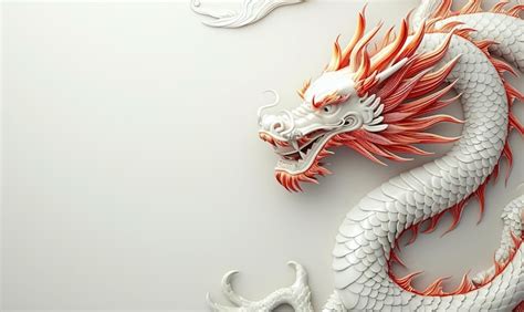 Premium Photo | White Chinese dragon with white copy space background