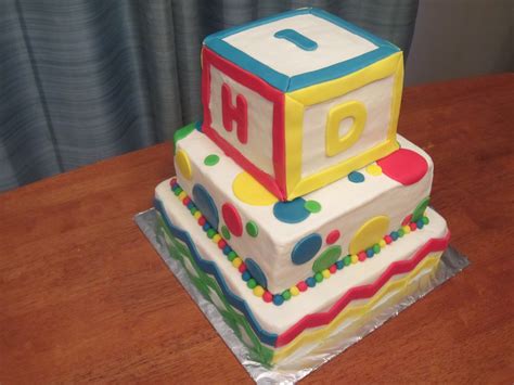 Abc Cake Letter Block Cake Circles And Chevrons Cake Decorating Cake