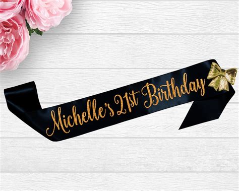 21st Birthday Sash Personalized 21 Birthday Girl Glitter Party Sash - Etsy