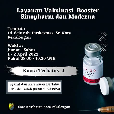 Layanan Vaksin Booster Sinopharm Dan Moderna Dinas Kesehatan Kota