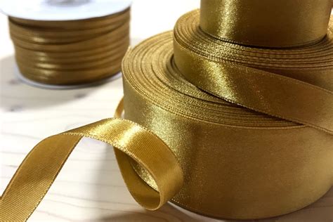 Gold Satin Ribbon Length Or Yards Width Etsy