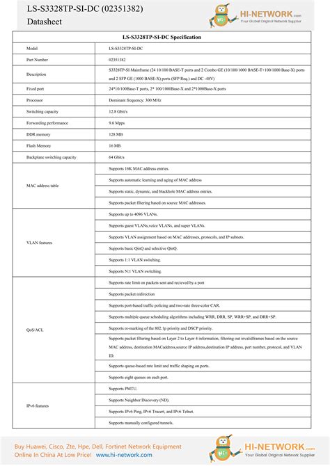 Huawei Ls S3328tp Si Dc Brochure Datasheet Pdf