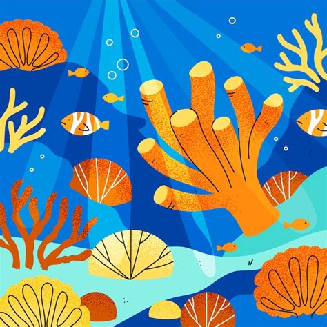 Ilustraci N De Blanqueo De Coral Dibujada A Mano Vector Gratis