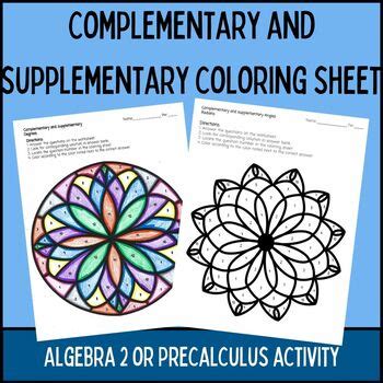 Complementary and Supplementary Coloring Sheet Review or Sub Plans