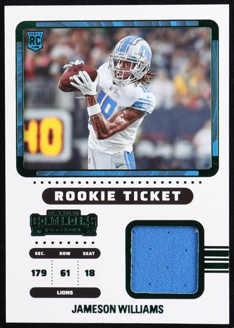 Jameson Williams 2022 Panini Contenders Rookie Ticket Swatches 24 RC