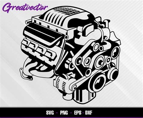 62 V8 Del Hellcat Engine L Eps Svg Png Dxf L Vector Art Etsy España