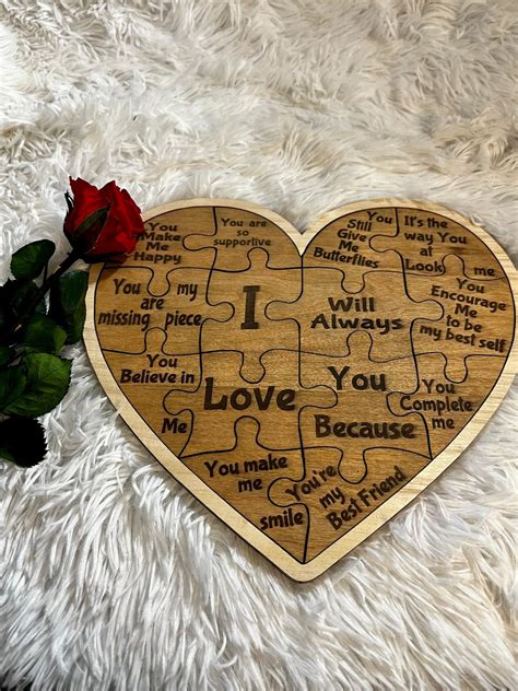 Reasons I Love You Wooden Jigsaw Puzzle Wedding Gift Anniversary Gift