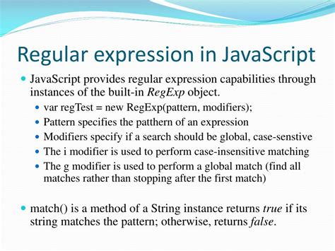 Ppt Lecture Regular Expression In Javascript Powerpoint