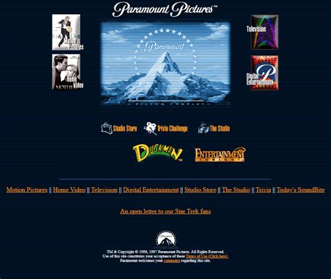 Paramount Pictures in 1997 - Web Design Museum