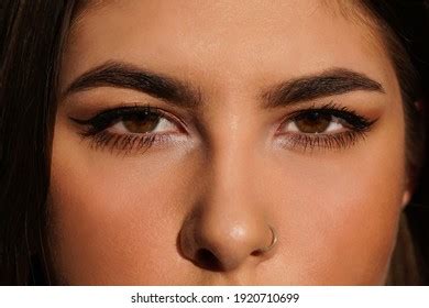 Beautiful Female Brown Eyes Long Eyelashes Stock Photo