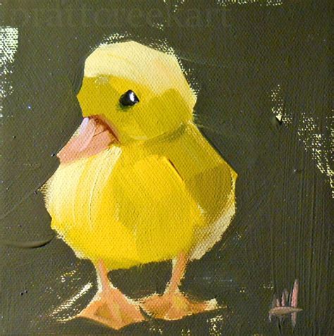 Yellow Duckling No Original Bird Duck Oil Painting By Moulton X