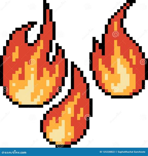 Sistema Del Fuego Del Arte Del Pixel Del Vector Ilustración del Vector