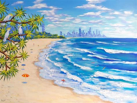 Burleigh Heads Beach Gold Coast Australia Acrylic Painting By