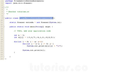 FilasMatrizDescendentementeJava Tutorias Co