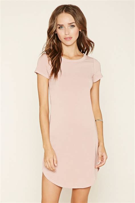 Curved Hem T Shirt Dress Forever 21 2000178088 Pink T Shirt Dress Womens Trendy Dresses