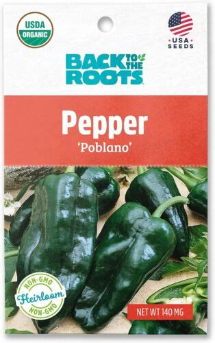 Back To The Roots 100 Organic Seed Packet Chili Pepper Poblano