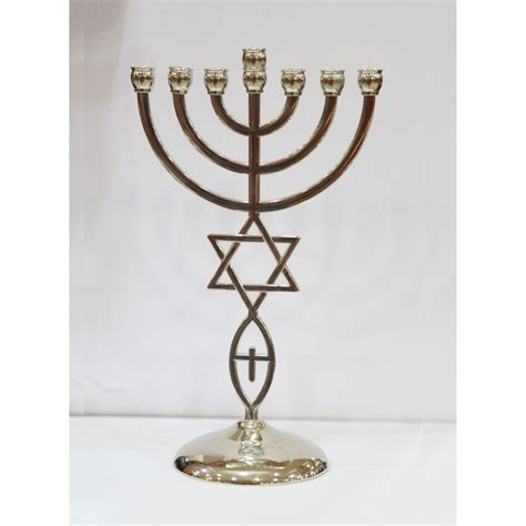 Messianic Menorah - Seven Branch Temple Menorah 9″ Inches Tall (Silver ...