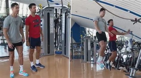 Watch Cristiano Ronaldo Teaches Novak Djokovic How To Jump