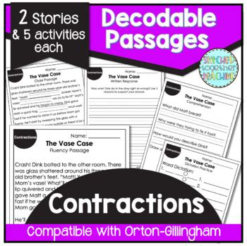 Contractions Decodable Reading Passages Orton Gillingham Tpt