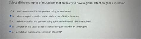 Solved Select all the examples of mutations that are likely | Chegg.com