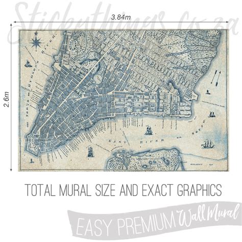 Antique New York Wall Mural - Old Vintage Map Wallpaper Mural • Sticky ...