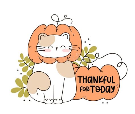 Draw Funny Cat In A Pumpkin Hat Kawaii Cat With Pumpkin For