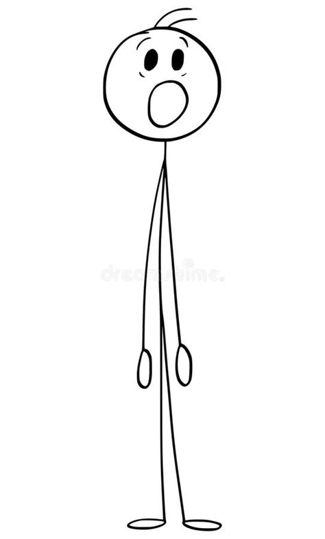 Shocked Person Showing Facial Expression Vector Cartoon Stick Figure