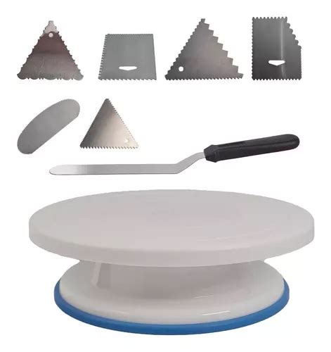 Base Giratoria Repostera Para Tortas Con Espatula Acero Inox