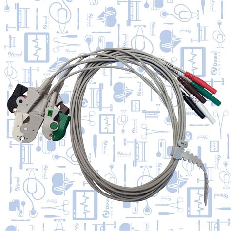 Latiguillos De ECG AHA Tipo DIN 5 Derivaciones Tipo Pinza Deseel Medical