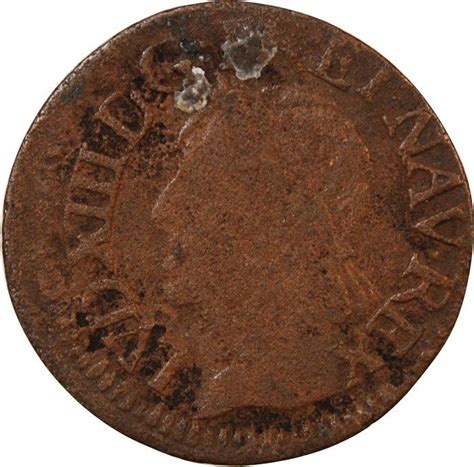 France LOUIS XIII DOUBLE TOURNOIS 1642 H LA ROCHELLE