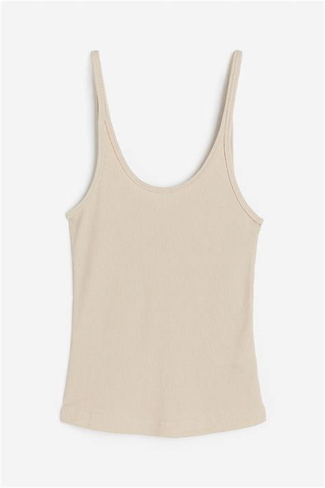 Ribbed Tank Top Light Beige Ladies Handm Us