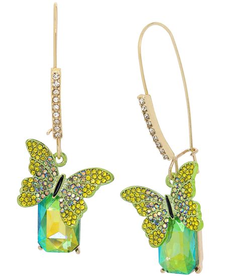 Betsey Johnson Rhinestone Butterfly Dangle Drop Earrings Dillard S