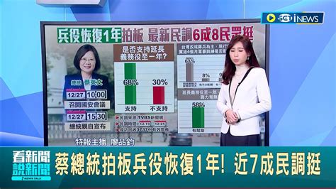 Inews最新 兵役延長確定 蔡總統拍板兵役恢復1年 民調結果近六成民眾認為 延長兵役有助於提升戰力│【台灣要聞】20221227│三立inews Inews最新 Youtube