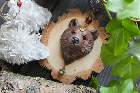 Bear Totem Necklace Bear Druid Amulet Brown Bear Charm - Etsy