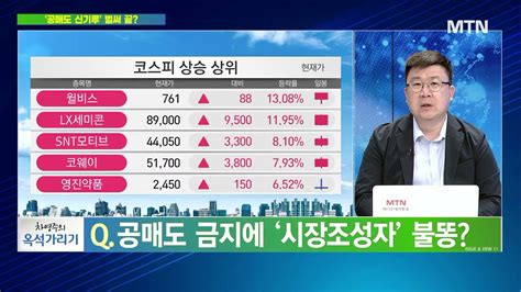 차영주의 옥석가리기 국내증시 공매도 금지 후폭풍 어디까지 머니투데이방송 증시 증권 Youtube