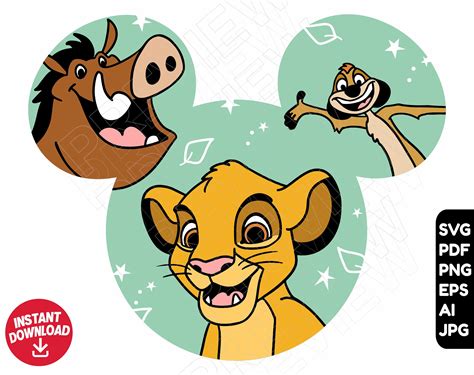 The Lion King SVG Png Clipart Timon Pumbaa Simba Disneyland Etsy Israel