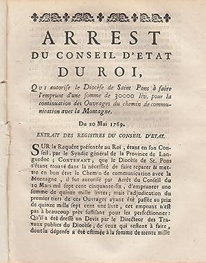 Arrest du Conseil d État du Roi qui autorise le Diocèse de Saint Pons