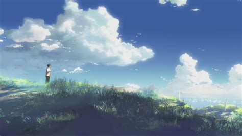 Centimeters Per Second Makoto Shinkai Field Landscape Clouds Artwork