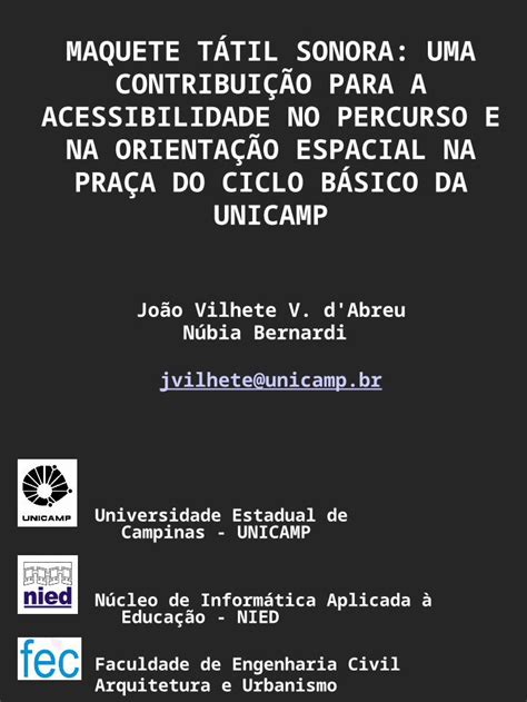 Ppt Maquete T Til Sonora Uma Contribui O Para A Acessibilidade No