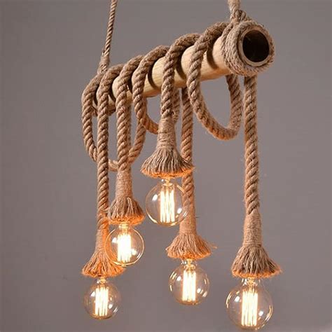 Lustre Rétro Hemp Corde Suspension Lampe suspension industrielle