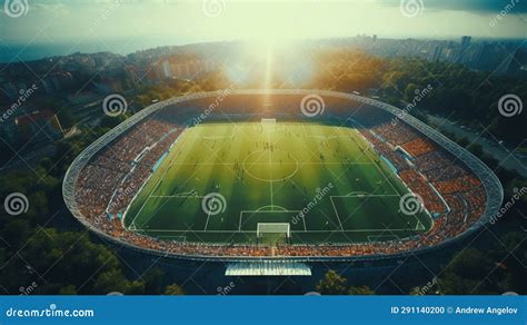 Aerial View of the Soccer Stadium Stock Photo - Image of field, match ...