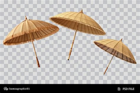 Premium Psd Straw Beach Umbrella Isolated Soft Smooth Lighting