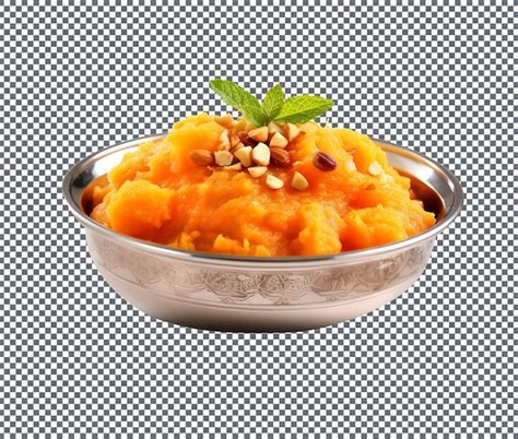 Gajar Ka Halwa O Halwa De Zanahoria En Un Cuenco De Plata Aislado Sobre