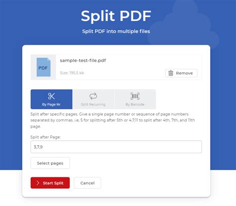 Cómo dividir un PDF en línea en un orden específico utilizando PDF4me