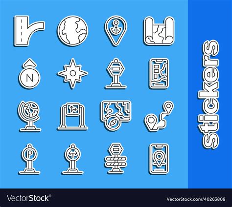 Set line city map navigation route location Vector Image