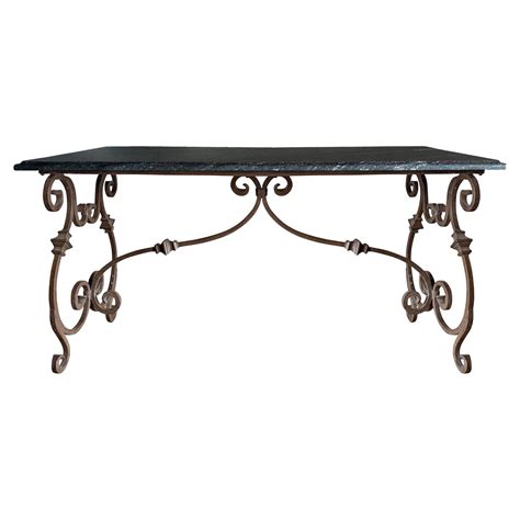 Wrought Iron And Stone Console Table For Sale At 1stdibs