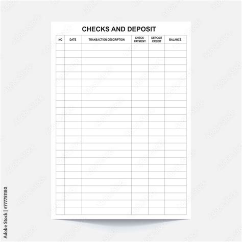 Checkbook Register Transaction Register For Checkbook Checkbook